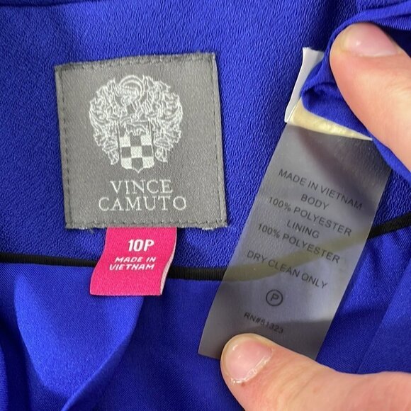 Vince Camuto Blazer Jacket Open Front Drape Cobalt Blue Coat Size 10 Petite 10P - Picture 11 of 15